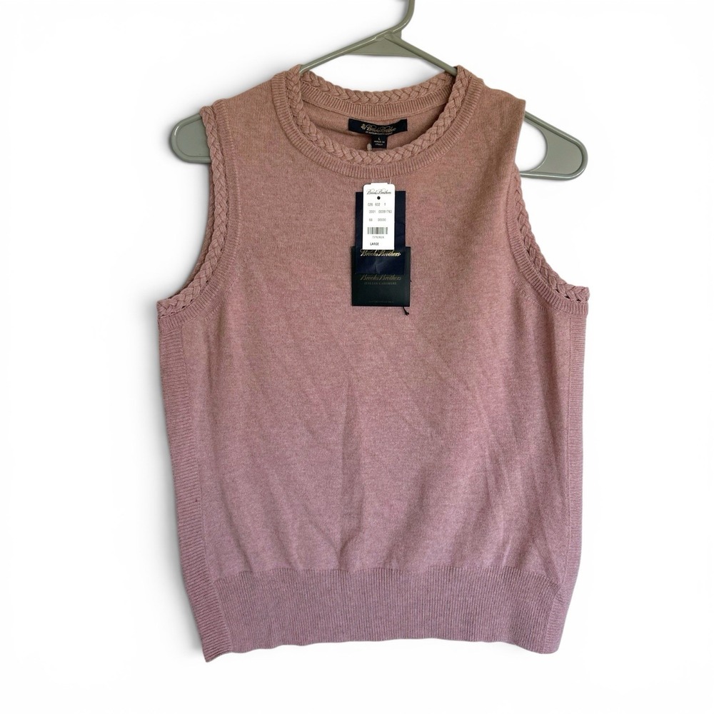 Brooks Brothers 100% Italian Cashmere Sweater Vest NWT! Womens L